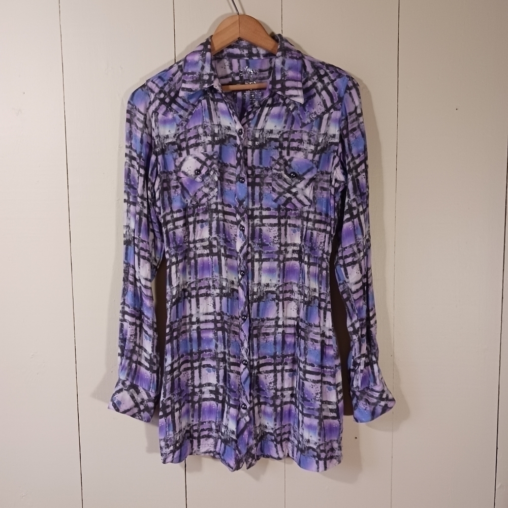 Rock 47 by wrangler purple plaid shirt
